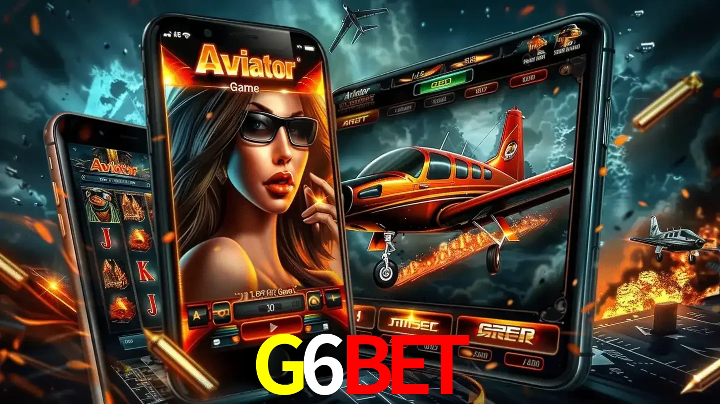 O popular jogo de apostas Aviator exibido em vários celulares e tablets, mostrando a interface emocionante e a ação de voo disponíveis para jogar agora no G6BET.